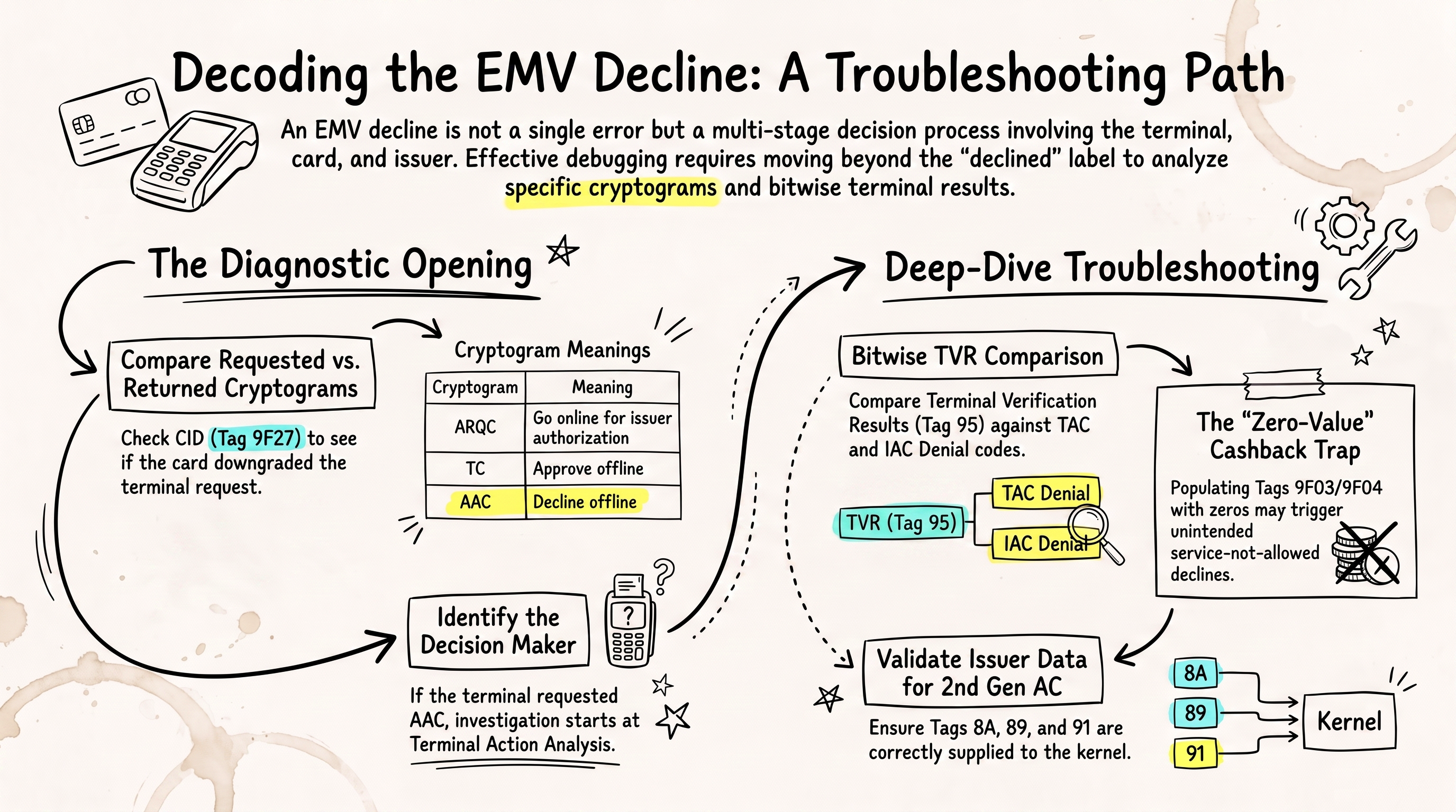 Why an EMV Contact Transaction Was Declined: AAC, TVR and Action Analysis