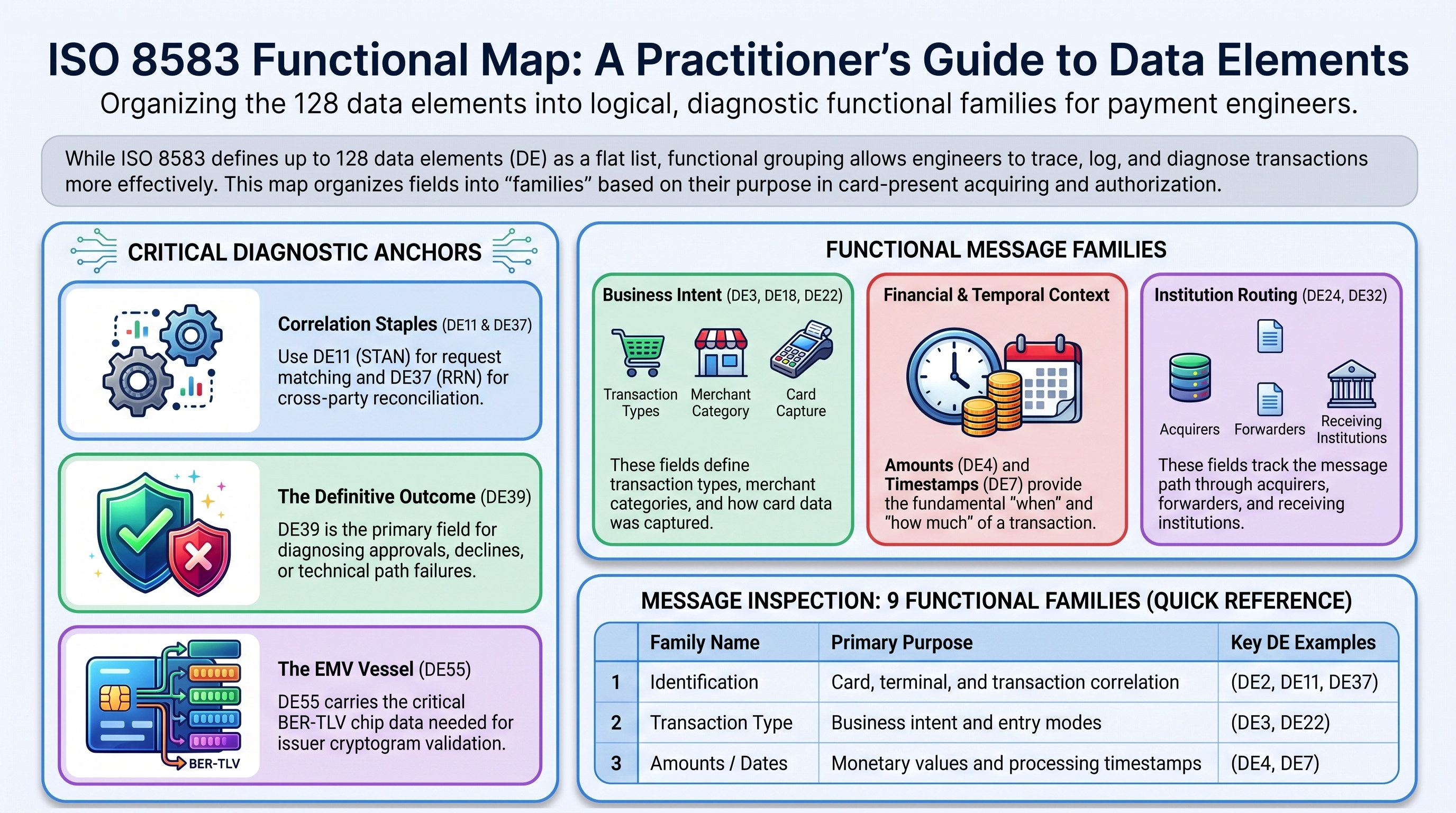Featured image of post ISO 8583 Data Elements: Nine Families for Payments Engineers