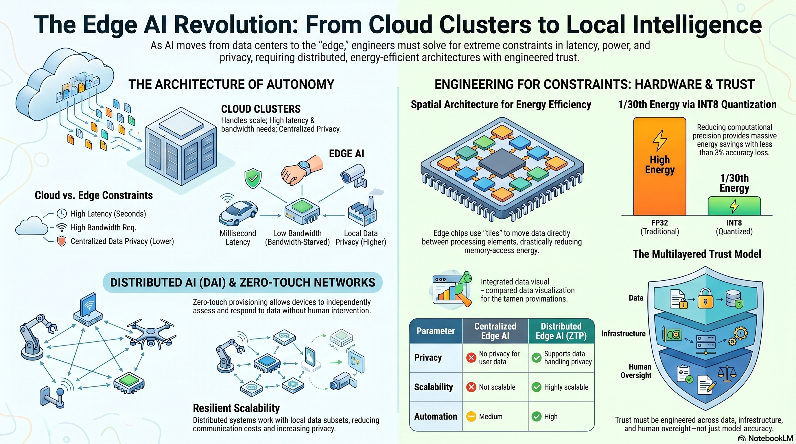 The Edge AI Revolution: From Cloud Clusters to Local Intelligence — architecture of autonomy, hardware constraints, and the multilayered trust model.