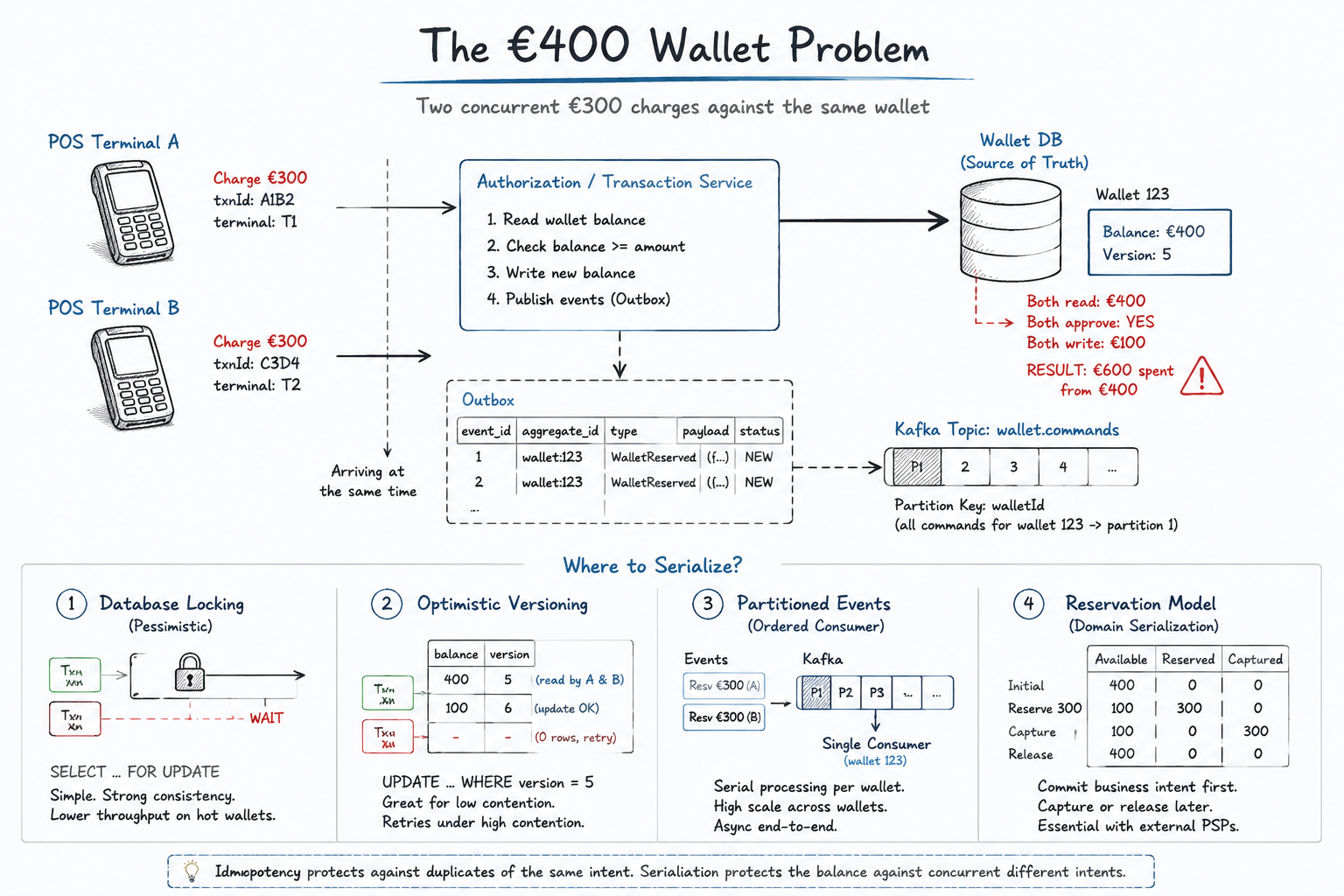 The €400 Wallet Problem: Concurrency, Lost Updates, and Where to Serialize